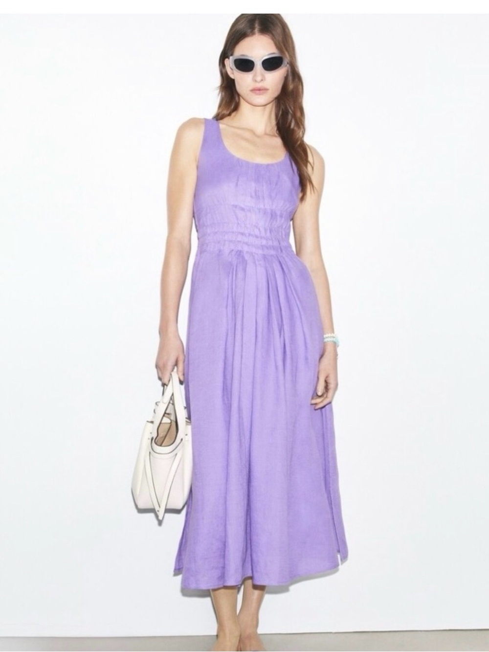 Tory Burch Lilac Pleated Waist Dress